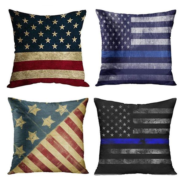 

2019 exquisite household products 4pc independence day american flag decorative pillow case 18x18 inch pillow covers decorative