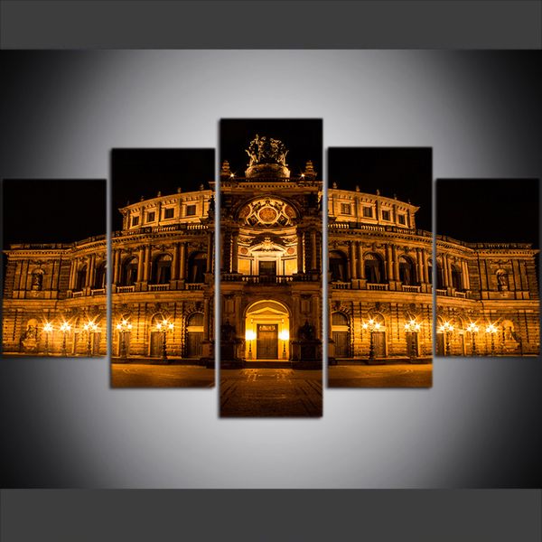 

5 piece large size canvas wall art pictures creative dresden saponin opera house art print oil painting for living room decor