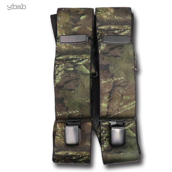 

ybmb fashion shirt suspenders camouflage print elastic tactical belt x shape 4 gun black clips-on bretelles 50mmwidth, Black;white