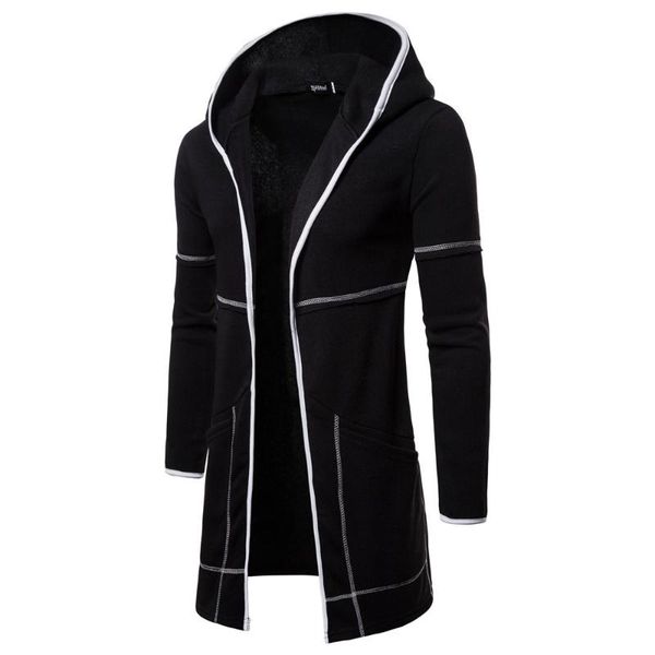

men's hooded sweatershirt 2020 new men's long-sleeved cardigan hooded solid color sweatershirt coat tide, Black