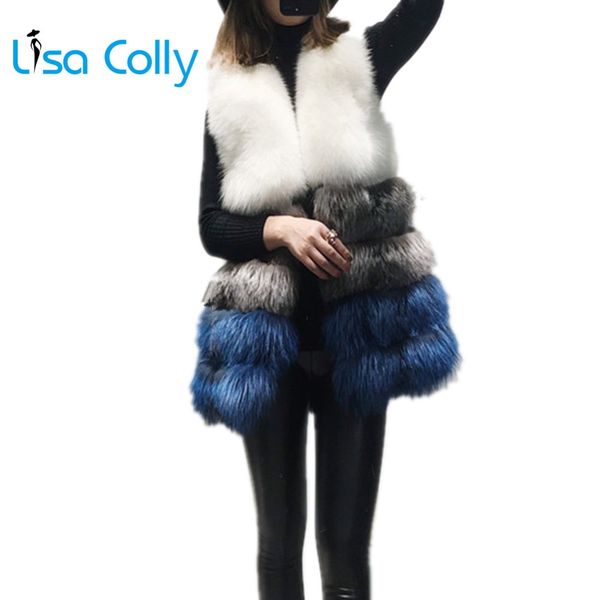 

lisa colly women fur vest coat luxury faux warm vest coat winter fur women's jacket overcoat, Black