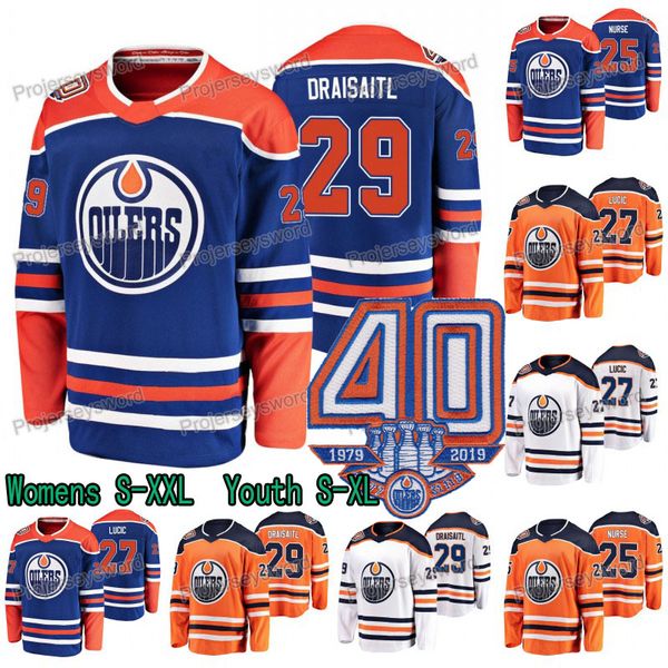 

womens & youth 40th anniversary leon draisaitl jersey edmonton oilers mikko koskinen darnell nurse milan lucic alex chiasson hockey jerseys, Black;red