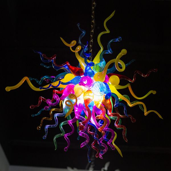 

Fashion Colorful Flower Chandelier Lighting AC LED Pendant Light New House Elegant Style Home Lighting Blown Glass Ceiling Chandelier Lamps