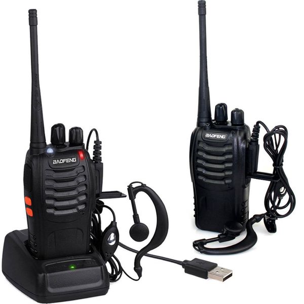 

2x baofeng walkie talkie long range 2 way radio uhf 400 470mhz 16ch earpiece