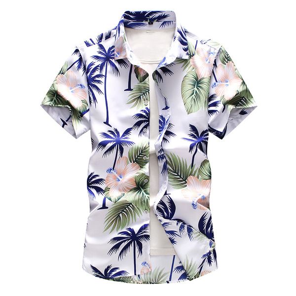 

plus size 5xl 6xl 7xl men's floral print short sleeve shirt 2020 summer new fashion casual hawaii shirt male brand clothes,9011, White;black
