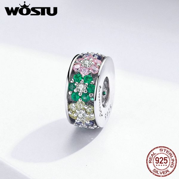 

wostu стерлингового серебра 925 радуга цветов шариков круглый clear циркон шарм fit оригинальный браслет подвеска способа 925 ювелирных изде, Blue;slivery