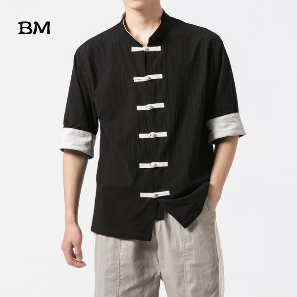 

2020 tang traditional chinese clothing for men linen fluid garment suits man blouse shirt hanfu uniform, White;black
