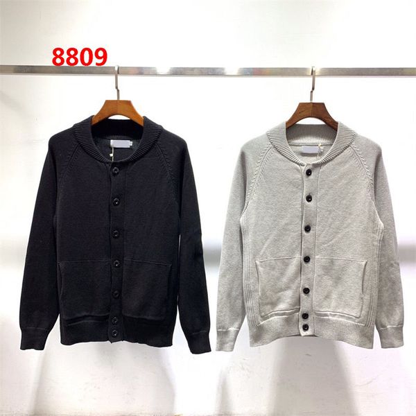 

dropshipping cotton round neck knit cardigan sweater long sleeve hoodie hip hop sweatshirts sweater m-2xl 8809, Black