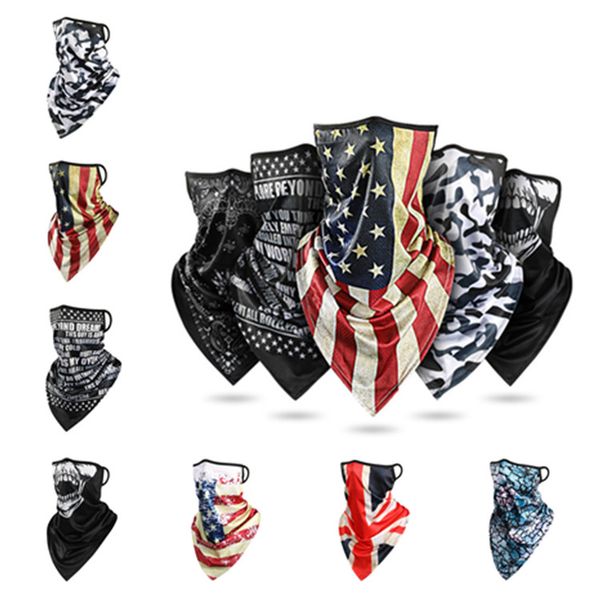 

america magic scarf sunscreen ice silk riding mask breathable printed triangle scarf for men and women party masks t2i51128