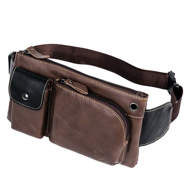 

bullcaptain genuine leather waist packs belt bag phone leather pouch bags travel waist pack men small bag