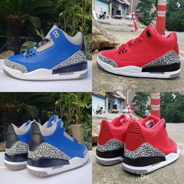

2020 new jumpman 3 3s varsity royal dj khaled mens basketball shoes blue fire red cement sports trainers sneakers des chaussures size 13, White;red