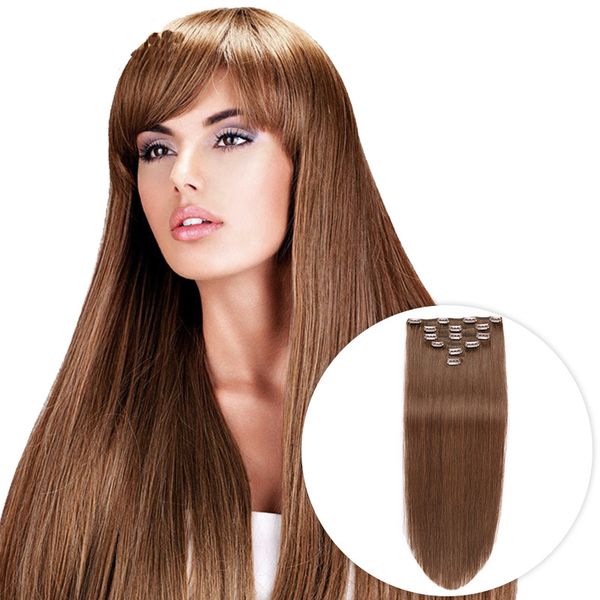 Full Head Clip In Human Hair Extensions 100g Peruvian Virgin