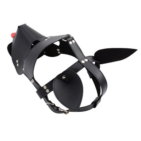 

pu leather slave bondage headgear games dog mask in couples for hood #r43 rpnbp