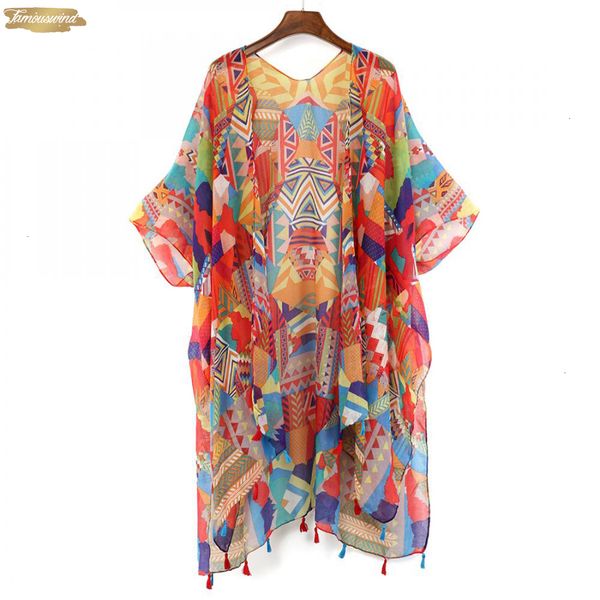 

colorful floral blouse kimono mujer 2019 bluse summer beach long cardigan feminino women vintage boho kimono femme shirt, White