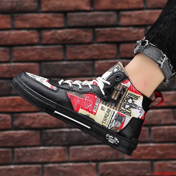 

парусиновая обувь мужская 2019 досуг высокий топ дышащая доска граффити обувь для студентов мужского пола повседневное платье резиновая мягк