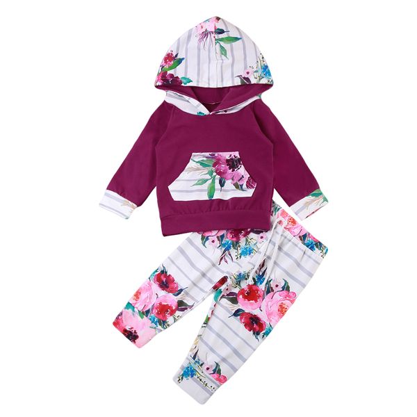 

2PCS Baby Clothing Set Newborn Infant Baby Boy Girl Long Sleeve Hooded T-shirt Pants Outfit Clothes CLM