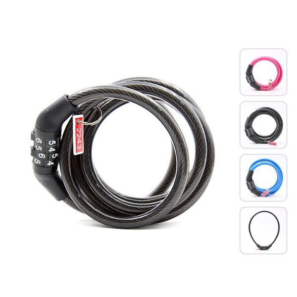 

4-digit password bicycle code lock mountain bike portable security anti-theft cable lock steel wire bicycle parts