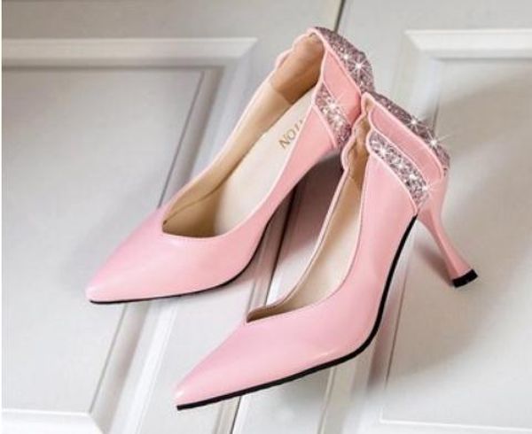 

women's shoes in spring and autumn high fine heel pointed end @1002, Black
