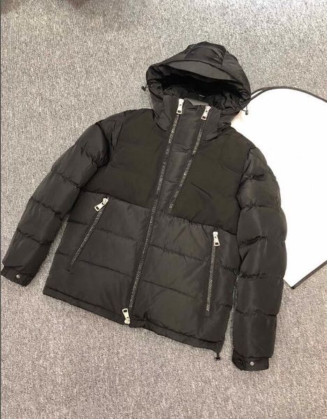 

Men outdoor windproof black double zipper down jacket thick warm hooded down coat outwear parka big ize 2xl