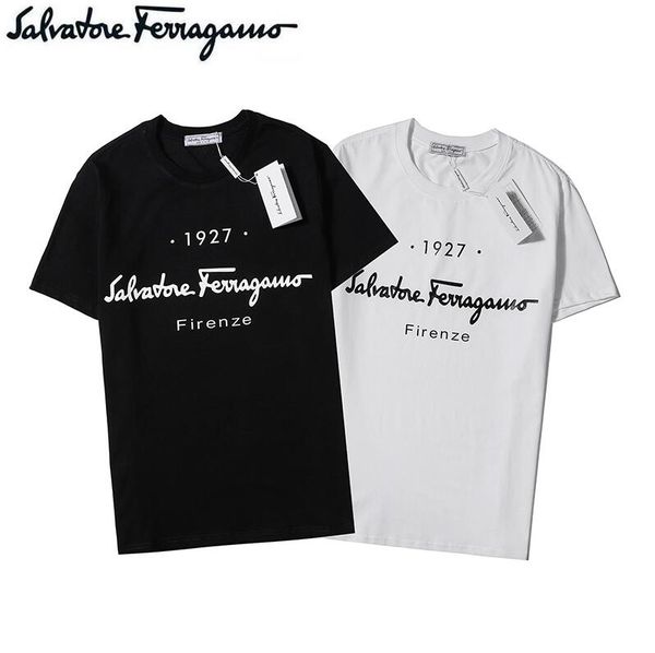 

early spring 2020 luxury vintage designer men t-shirt fashion dc ferragamo classic t-shirt streetwear short sleeve round neck men an, White