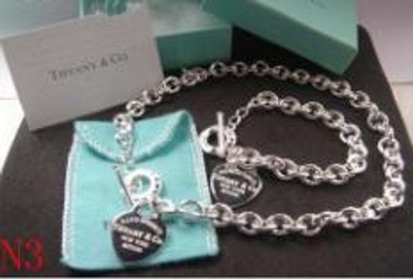 

Fashion 2018 Brand designer A+A Tiffan925 Hot Sale! New Women Luxury 925 HEART Necklace Bracelet Earring Set 925 with box