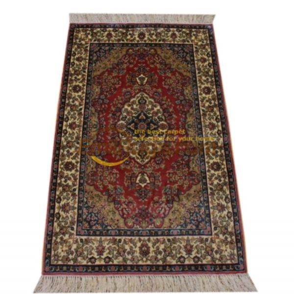 

100% natural silk hand knotted turkish living room rug red persian area carpet