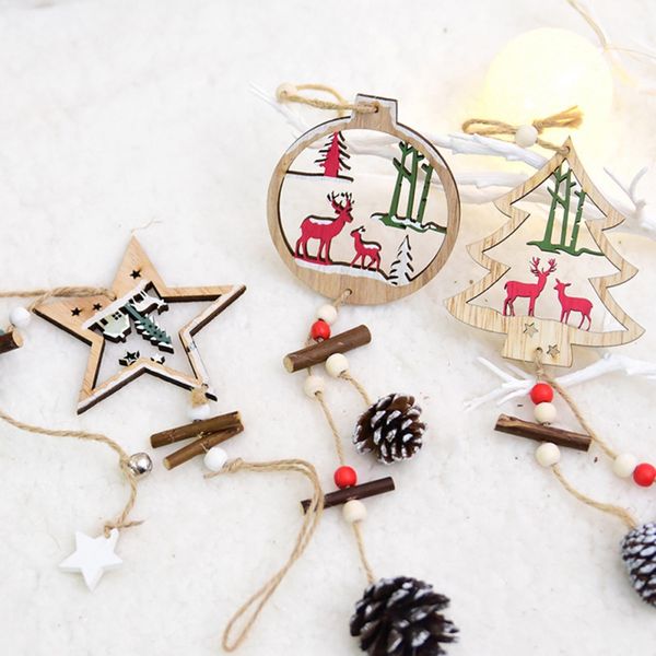 

christmas wooden hollow hanging decorations for home christmas tree decoration navidad xmas festive party supplies 2020 new