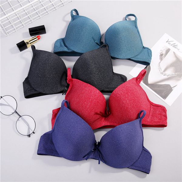 

bras 2021 deep v push up bra women one-piece seamless bow lingerie underwear, Red;black