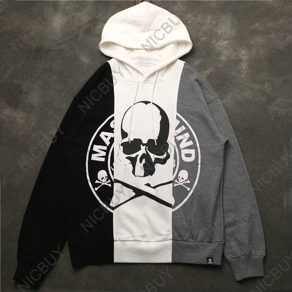 

mastermind мода марка одежды мужские толстовки мм дизайнер вдохновитель япония mmj череп письмо 3 цвет лоскутное стежок пуловер толстовка, Black