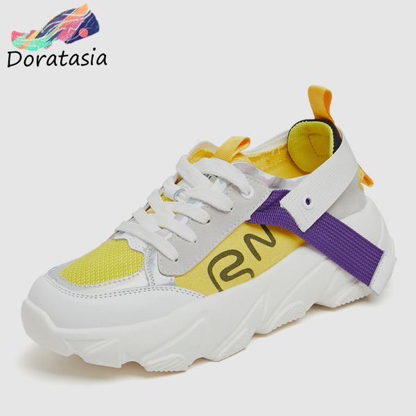

doratasia new ins colored summer mesh sneakers women 2019 girl fashion decorating platform flats women casual shoes woman, Black
