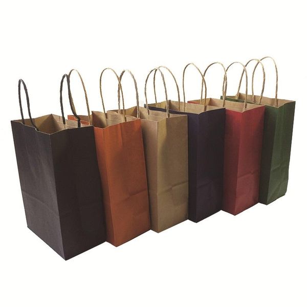 

40pcs fashionable kraft paper gift bag with handle/shopping bags/christmas brown packing bag/excellent quality 21x15x8cm