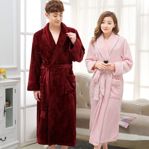 

men's sleepwear arrival silk soft flannel long kimono bath robe men waffle winter bathrobe mens robes dressing gown nightgowns for male, Black;brown