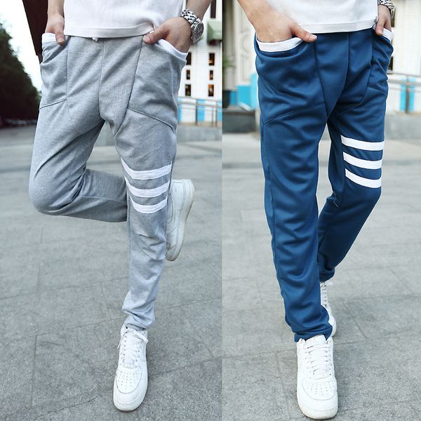 

new men's hip hop sweatpants fitness joggers 2019 spring male side stripe high street hip long trousers harem pants sweatpants joggers, Black