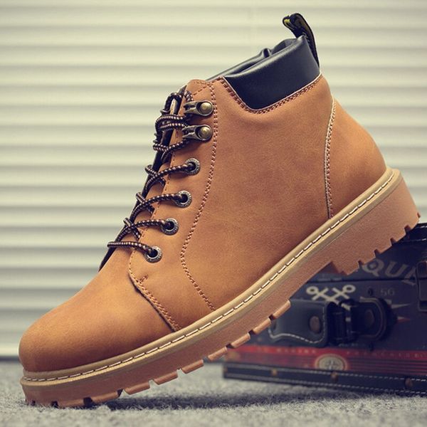 

vogue new leather men boots spring autumn and winter ankle fashion boots plus size 38-55 work leather shoes men, Black