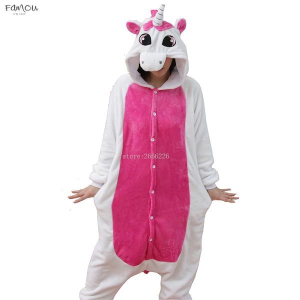 

Onesies Unicorn Women Pajamas Sets Adult Winter Animal Pajamas Kits Flannel Costume Cosplay Pijamas Unicornio Long Sleeve