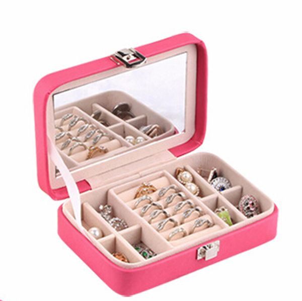 

korean princess small jewelry storage box simple portable earrings ring organizer fashion environmental protection pu jewelry bracelet bin
