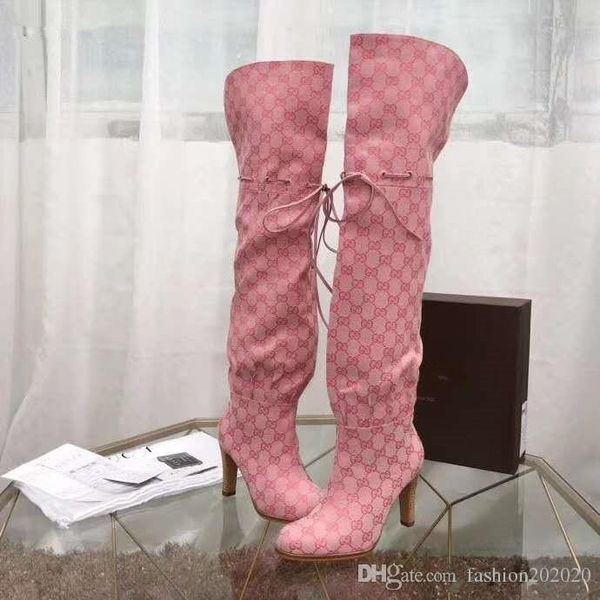 

Осторожно ! Фирменных женщин Письмо печати холст более-колено загрузки мода Леди