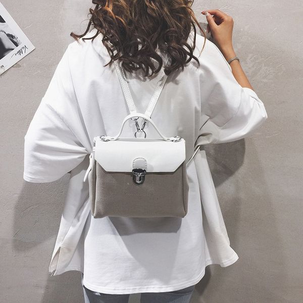 

jiulin 2019 new fashion contrast portable backpack women's small canvas bag joker tide leisure bags