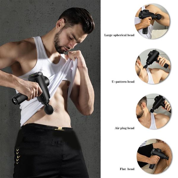 

fascia massage gun handheld portable percussive vibration therapy muscle massager relieve stiff muscle with 6 massager adapter