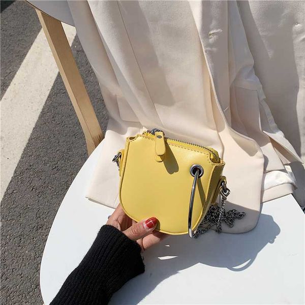 

mini bag girl personality ring handbag 2020 new single shoulder diagonal chain change key bag lady diagonal black purple