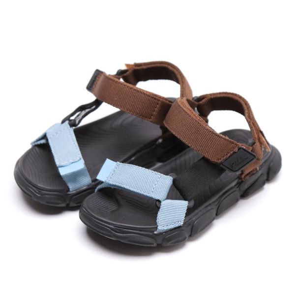 

cozulma kids boys patchwork strip beach sandals girls summer shoes 2020 children non-slip sandals size 21-37, Black;red