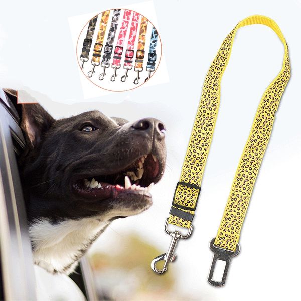 

качество регулируемый леопард собака ремень безопасности веревка ремень полипропилен pet щенок сиденье привязь поводок жгут автомобиля ремен