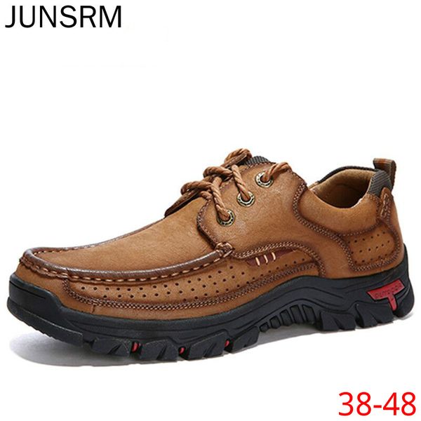 

men men's shoes genuine leather man casual shoes waterproof work shoe cow leather loafers plus size hombre footwear, Black