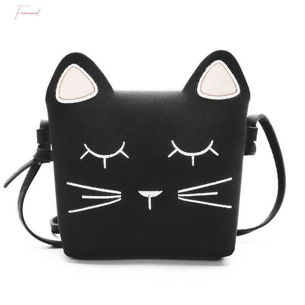 

abdb cute cat плеча девушки кошелек сумки дети kid cross body bag рождественский подарок, черный