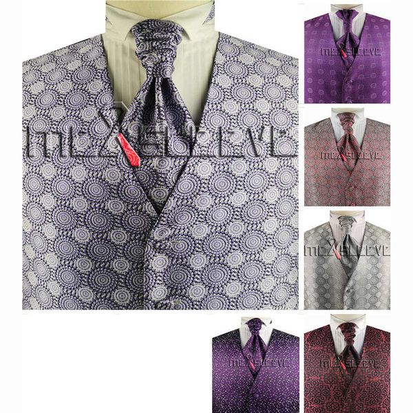 

colorful circle polyester formal wear waistcoat 3pcs for wedding, Black;white