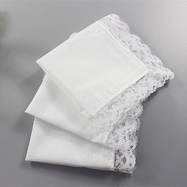 25 cm Blanc Dentelle Mouchoir Mince 100% Coton Serviette Femme Cadeau De Mariage Décoration De Fête Serviette En Tissu DIY Plaine Mouchoir Vierge Panuelo De Algodon