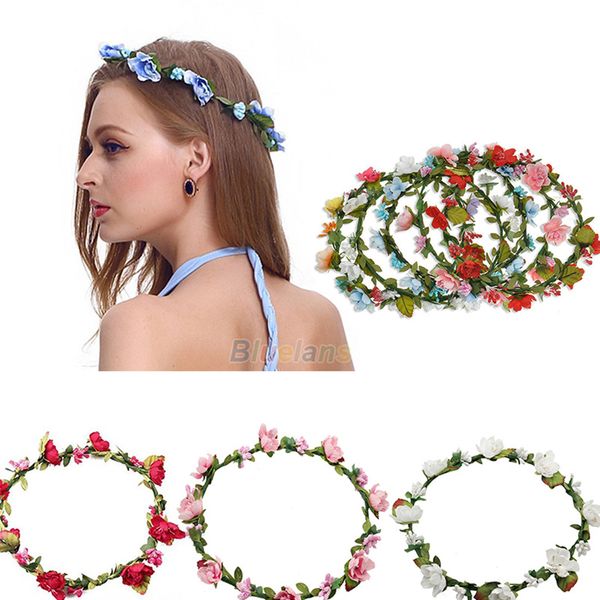 

bohemian terylene flower wreath garland princess garland wedding bridal floral headband boho headdress headpiece hair accessories aa1962, Slivery;white