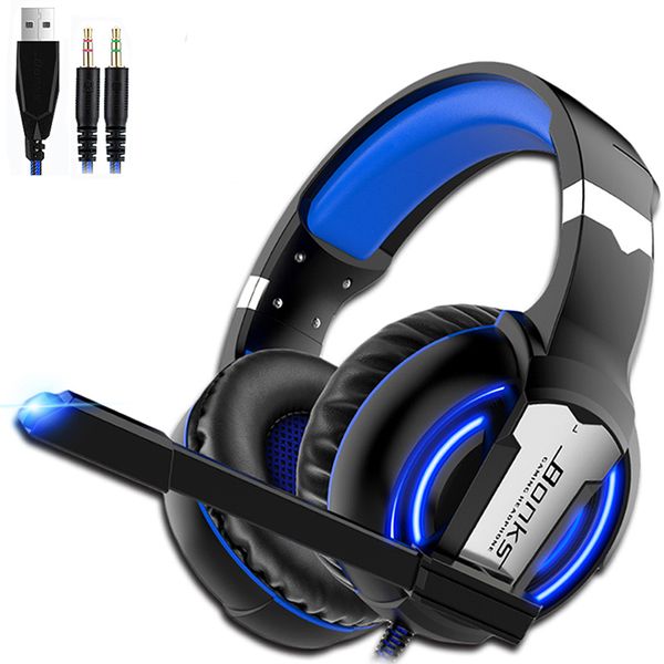 

Top Stereo Gaming Headphone Светодиодная лампа Проводная гарнитура с микрофоном 3,5 мм + USB-науш