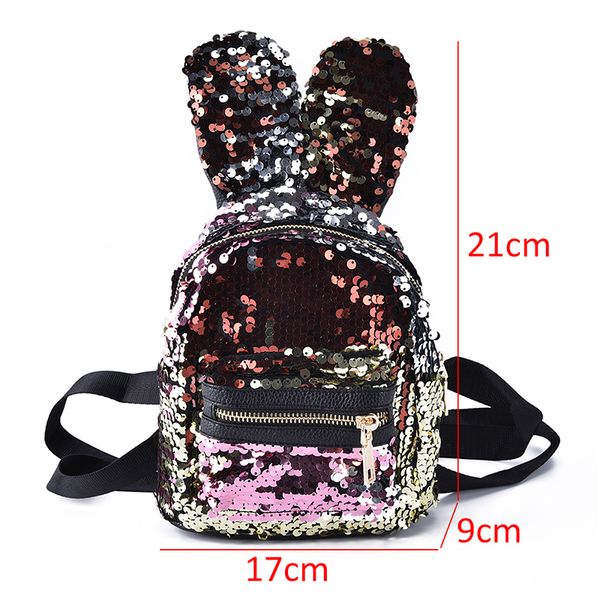 

1pcs shinning bling sequins cute big ears backpack for teenager girls shoulderbag women mini travel bag