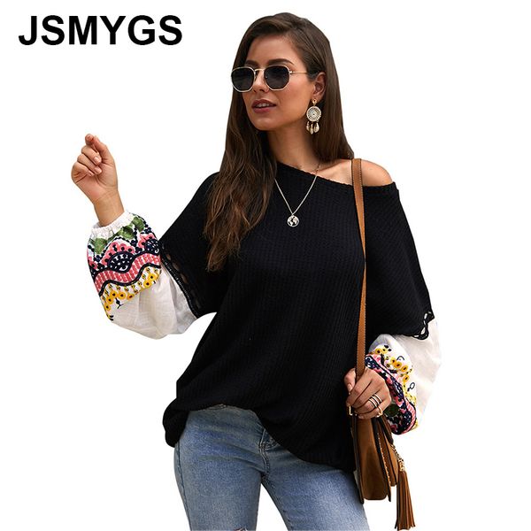

jsmygs fashion 2019 winter clothes women sweater new autumn knitted stitching embroidery shirt long sleeve jumper loose sweaters, White;black
